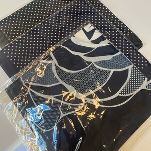 SHEIN Black and White, Blue and White Patterned Scarves. NWT